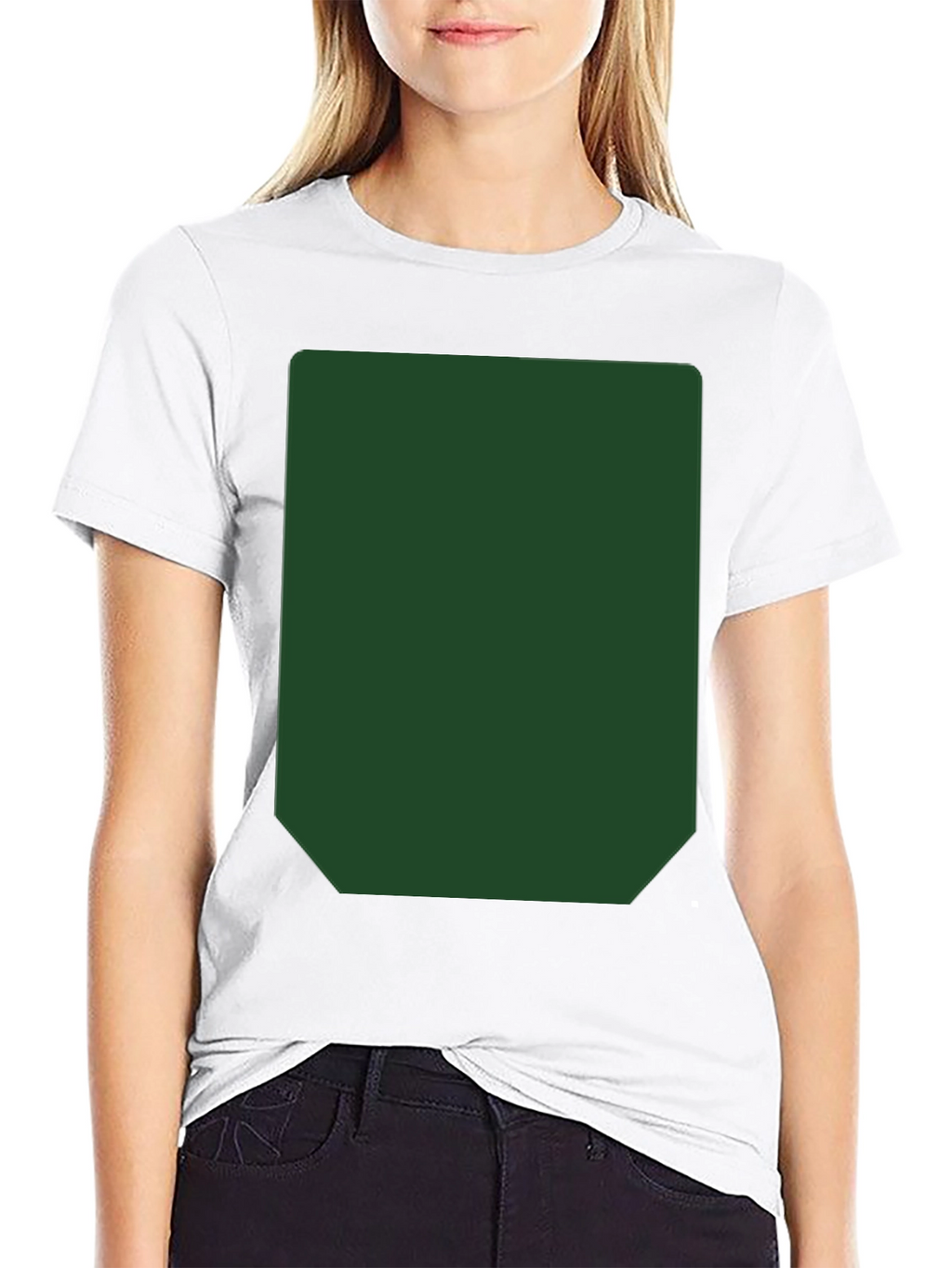 Black Short Sleeve T-Shirt with Green Rectangle
