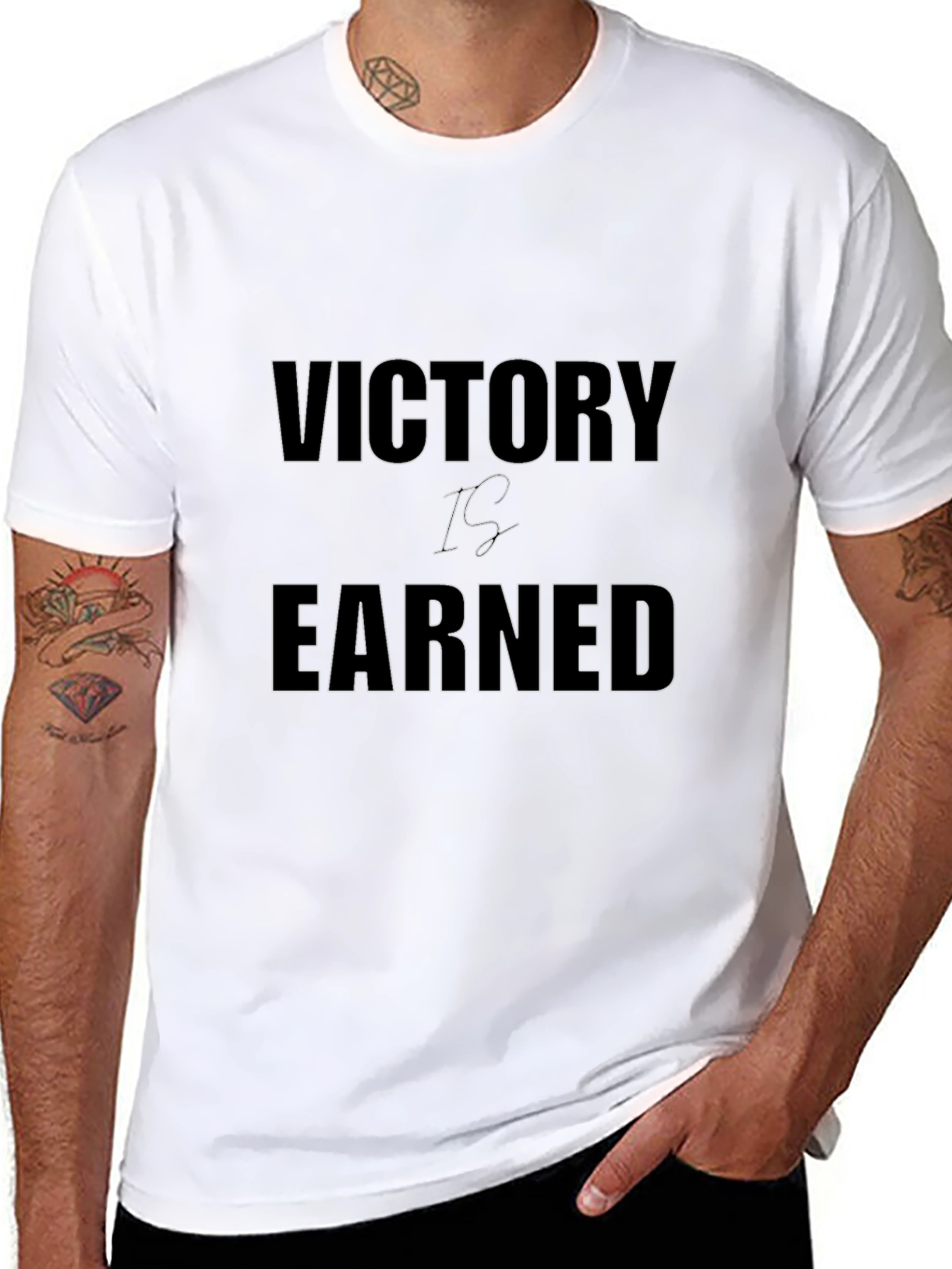 Victory is Earned Black Graphic T-Shirt