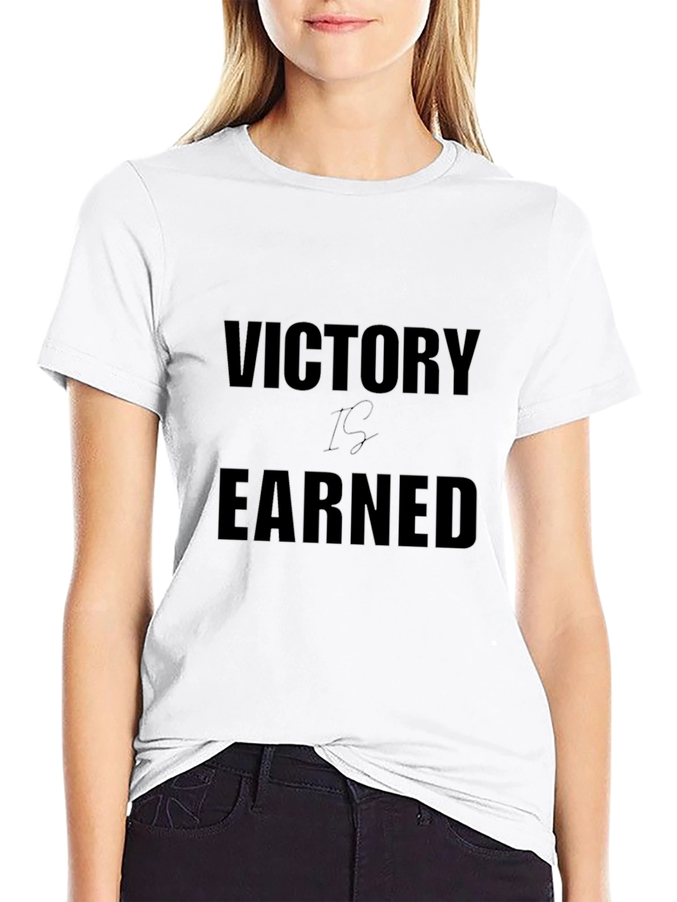 Victory is Earned Black Graphic T-Shirt