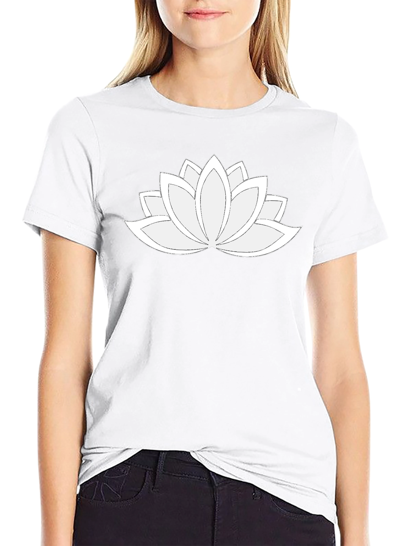 Lotus Flower Graphic Tee - Black Relaxed Fit