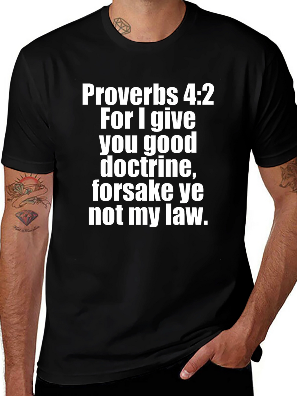 Proverbs 4:2 Graphic Print Black T-Shirt
