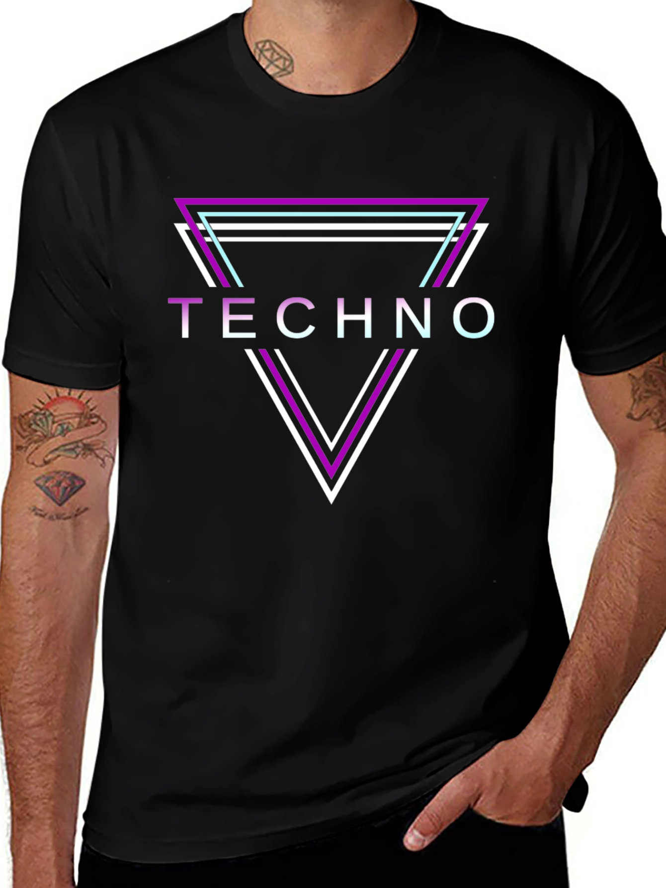Retro Techno Music T-Shirt - Triangle Design