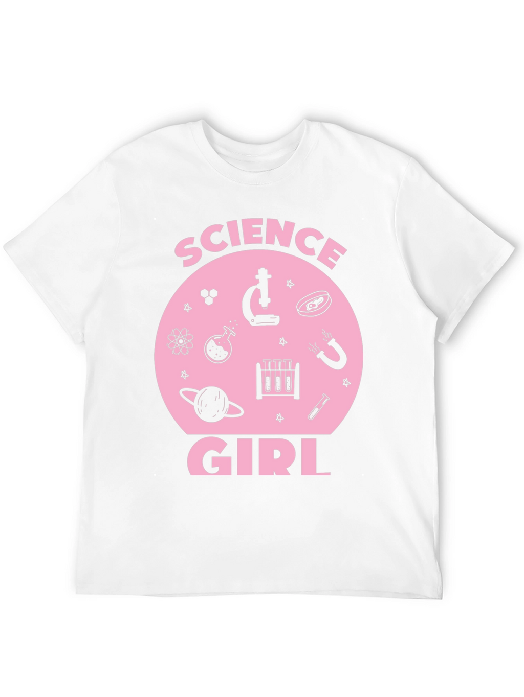 Science Girl Graphic Tee - Pink Design on Black