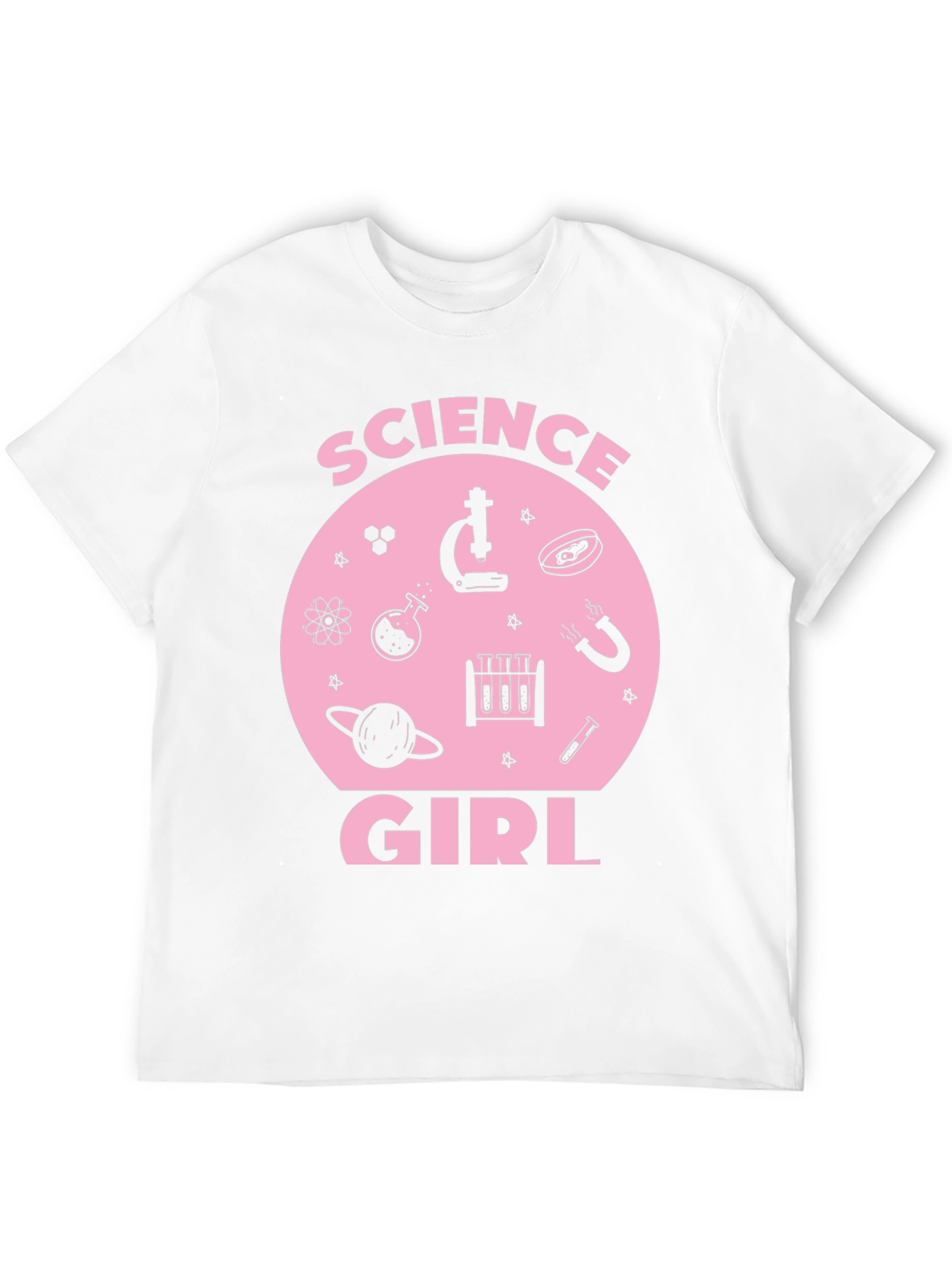 Science Girl Graphic Tee - Pink Design on Black