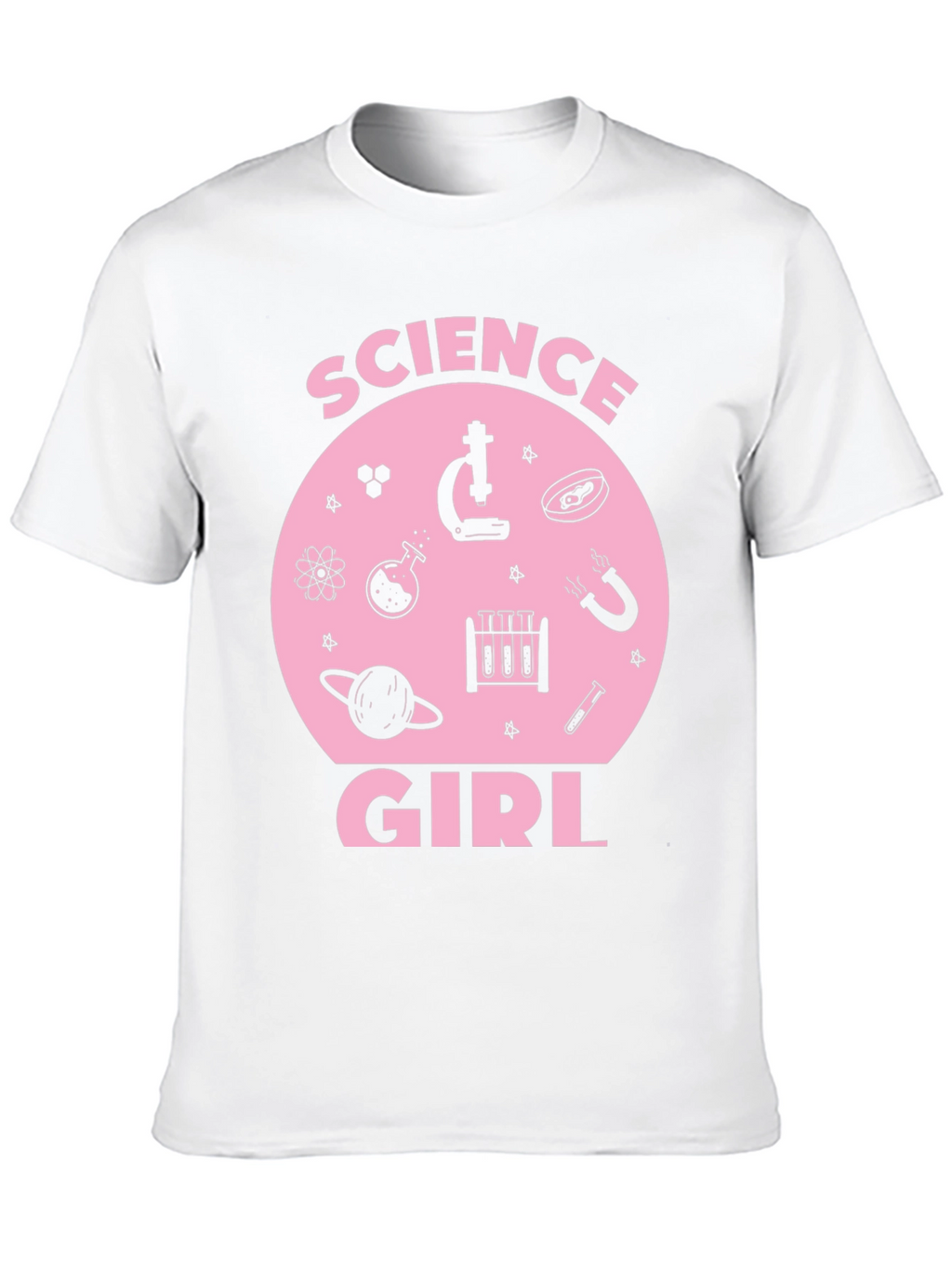Science Girl Graphic Tee - Pink Design on Black