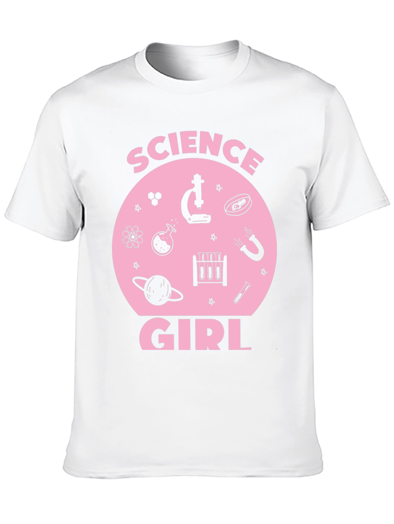 Science Girl Graphic Tee - Pink Design on Black