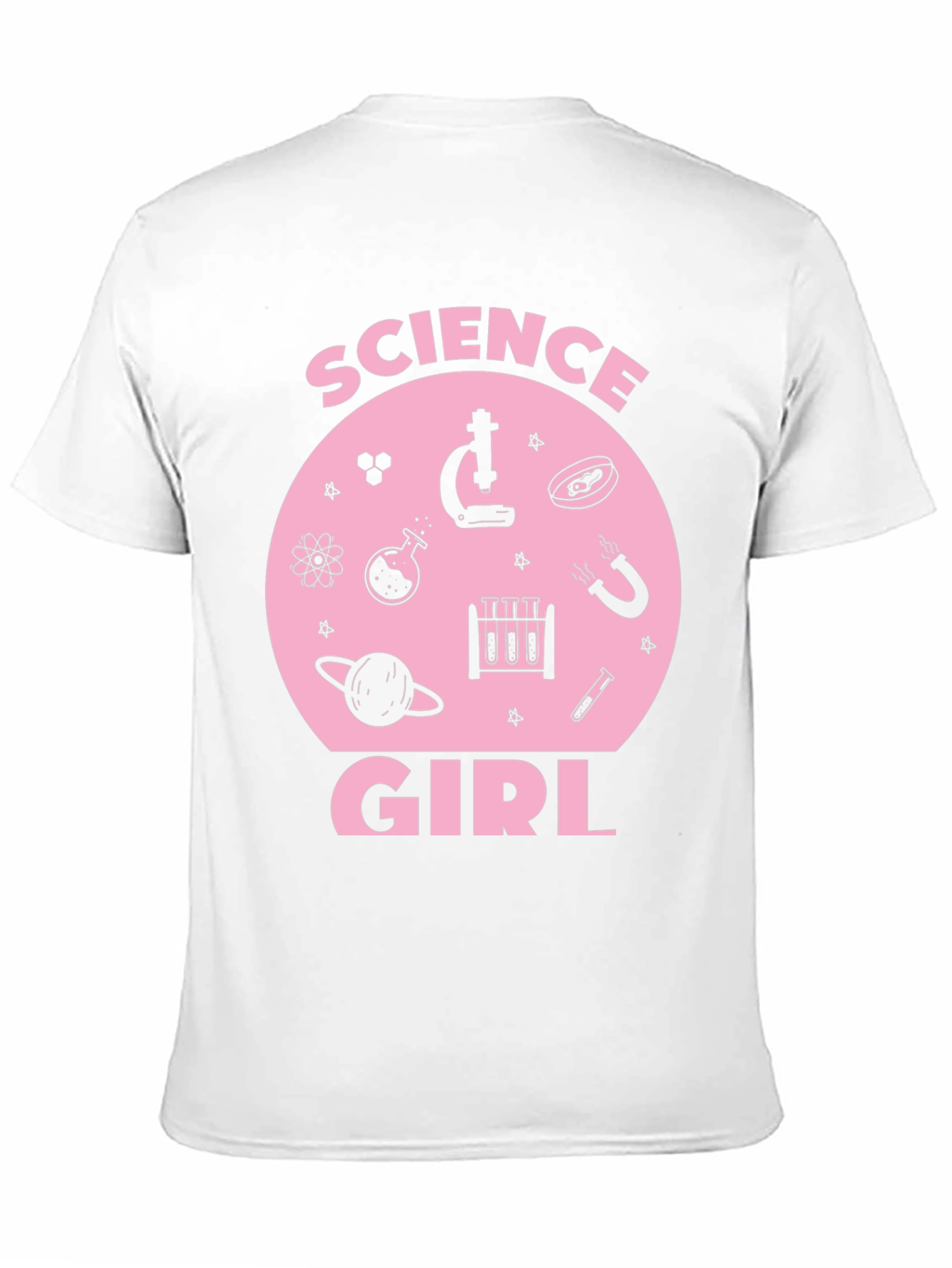 Science Girl Graphic Tee - Pink Design on Black