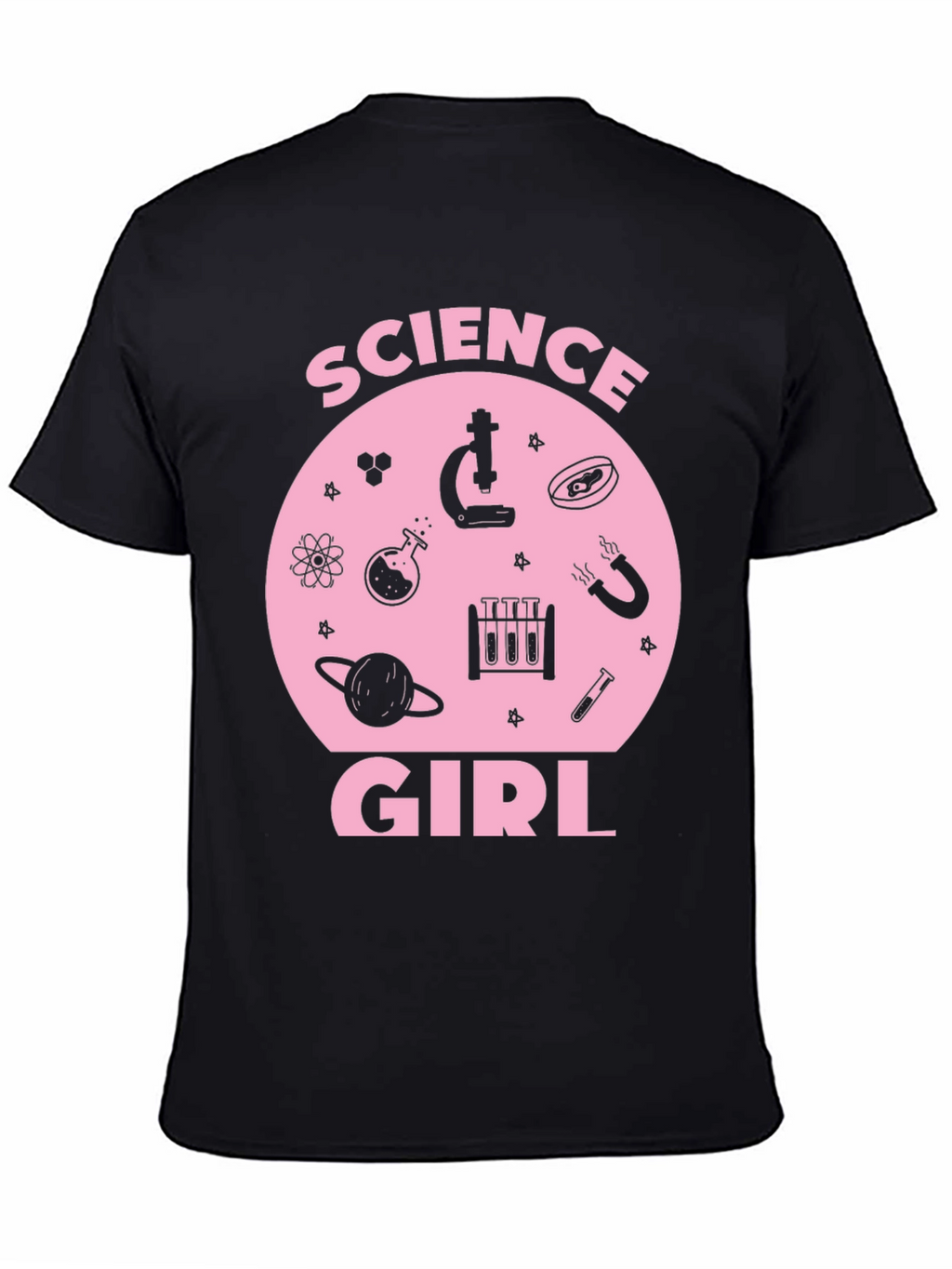 Science Girl Graphic Tee - Pink Design on Black