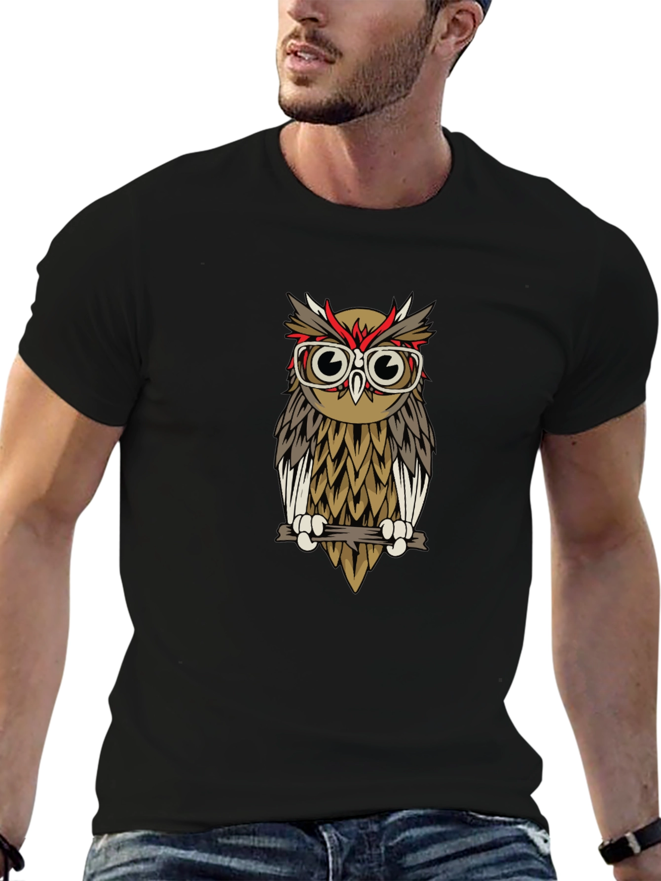 Hipster Owl T-Shirt - Quirky Graphic Tee