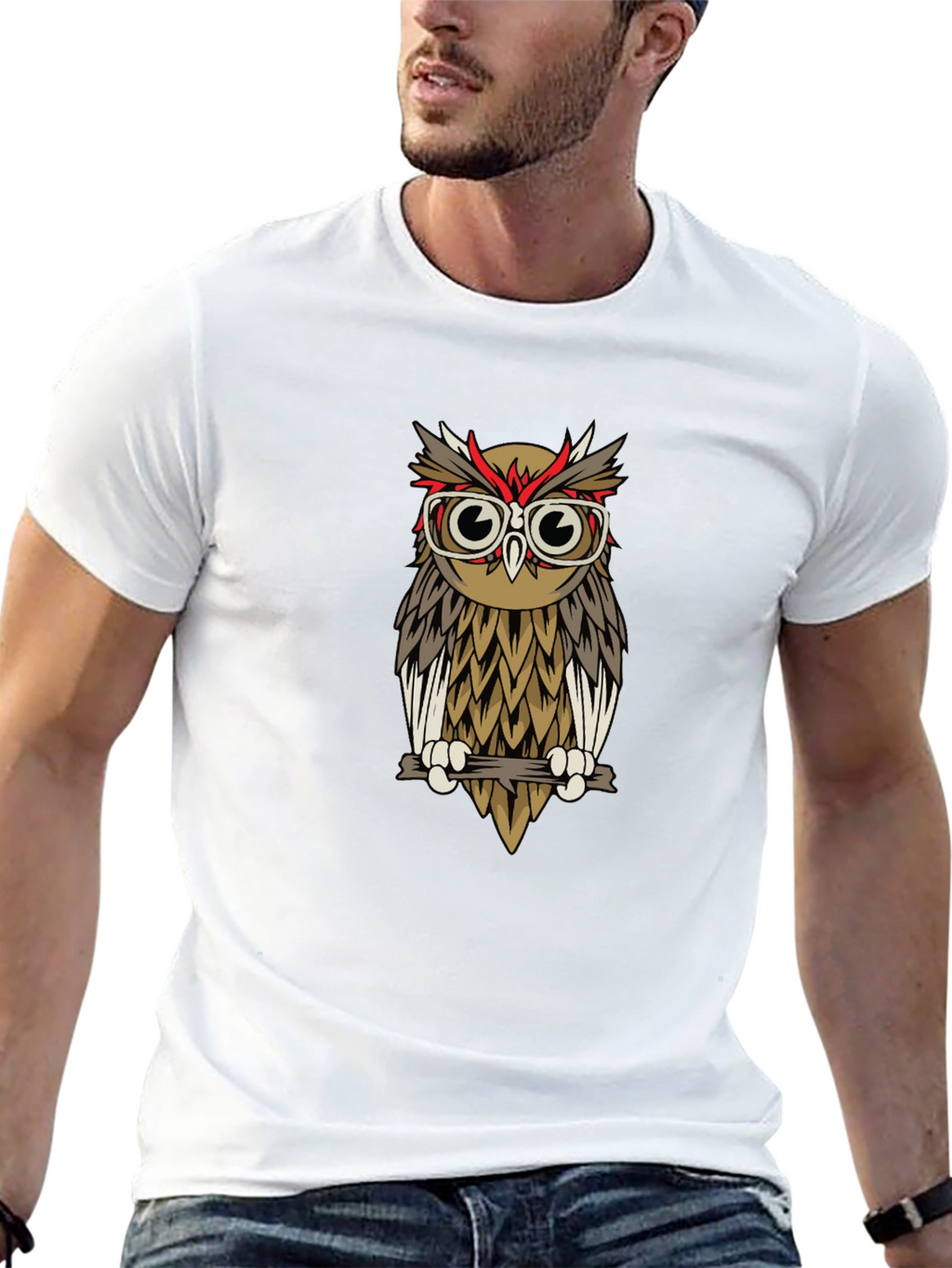 Hipster Owl T-Shirt - Quirky Graphic Tee