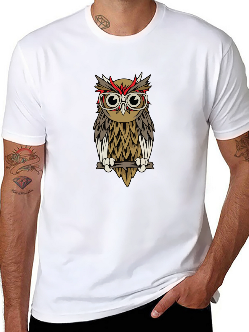 Hipster Owl T-Shirt - Quirky Graphic Tee