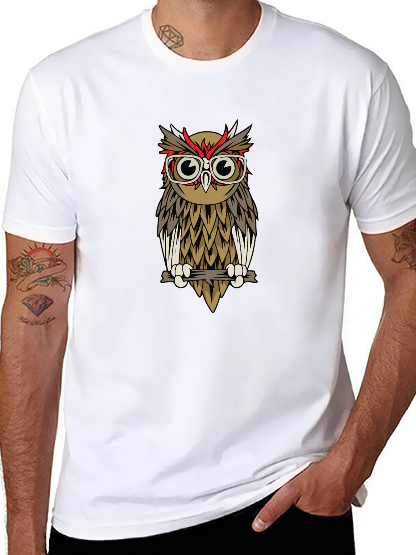 Hipster Owl T-Shirt - Quirky Graphic Tee