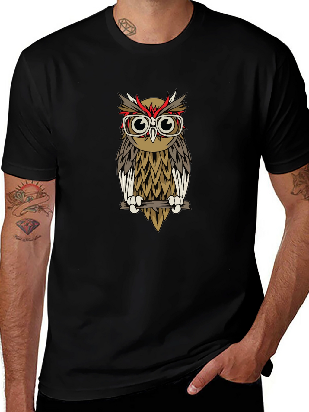 Hipster Owl T-Shirt - Quirky Graphic Tee