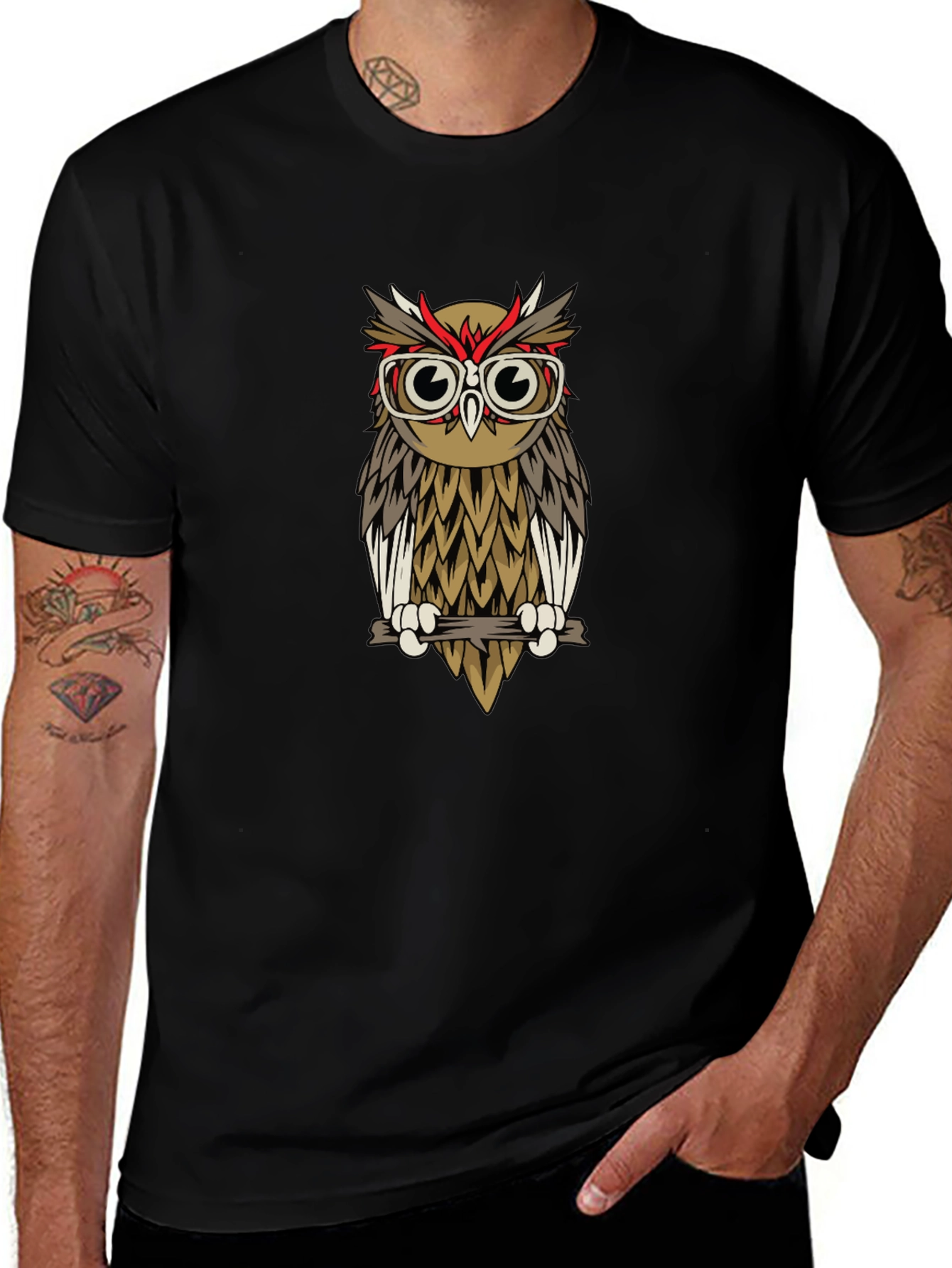 Hipster Owl T-Shirt - Quirky Graphic Tee