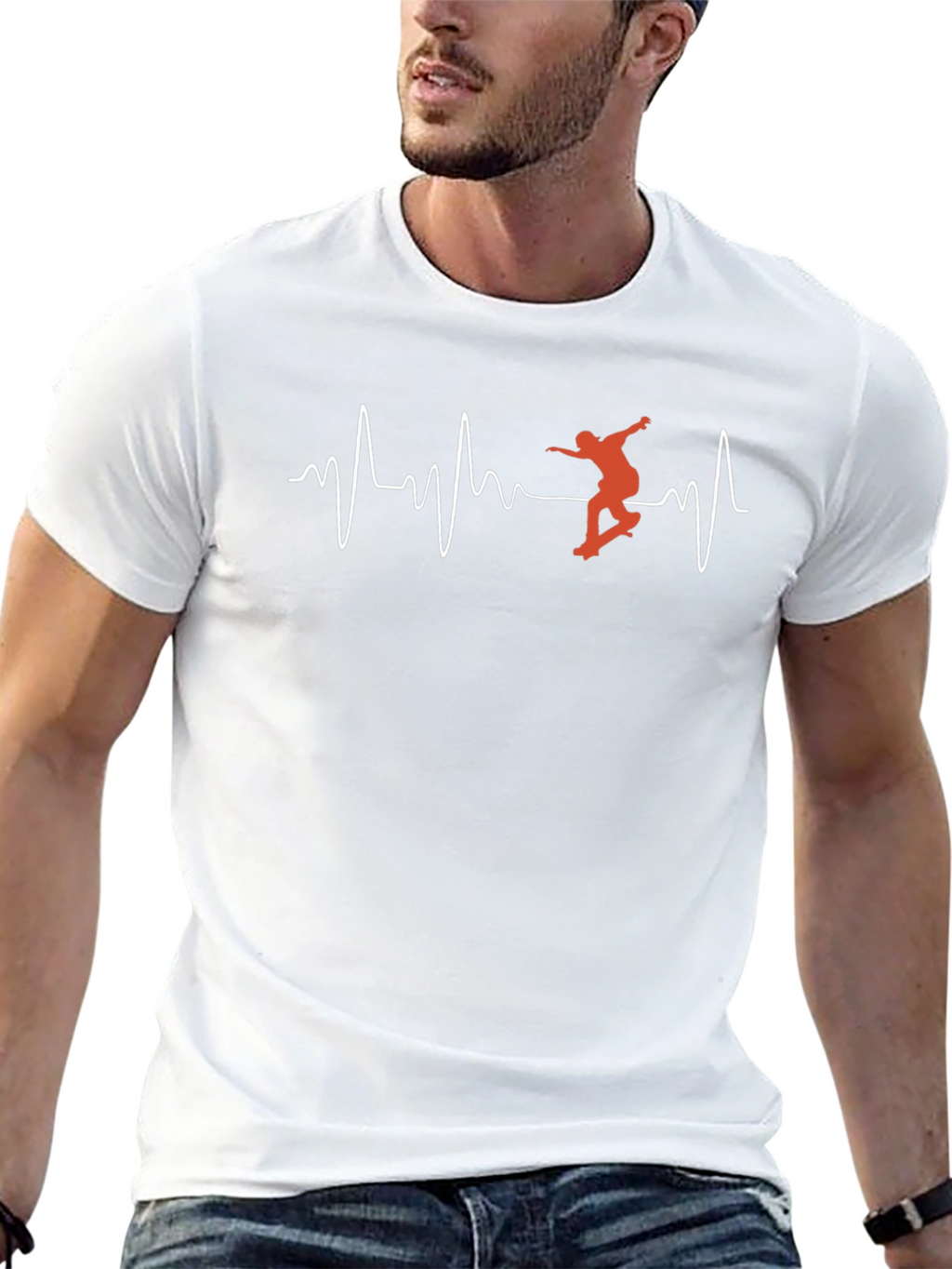 Skateboarding Heartbeat Graphic Tee