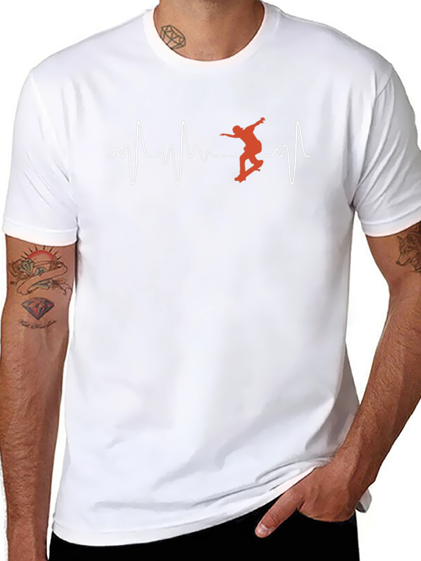 Skateboarding Heartbeat Graphic Tee