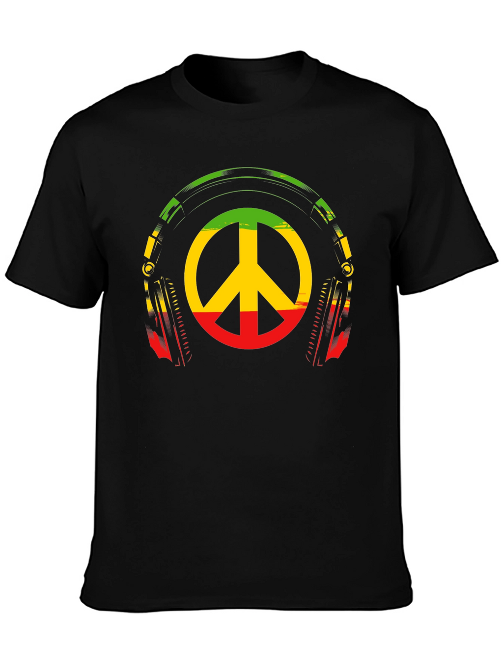 Rasta Peace Sign Headphones Graphic Tee