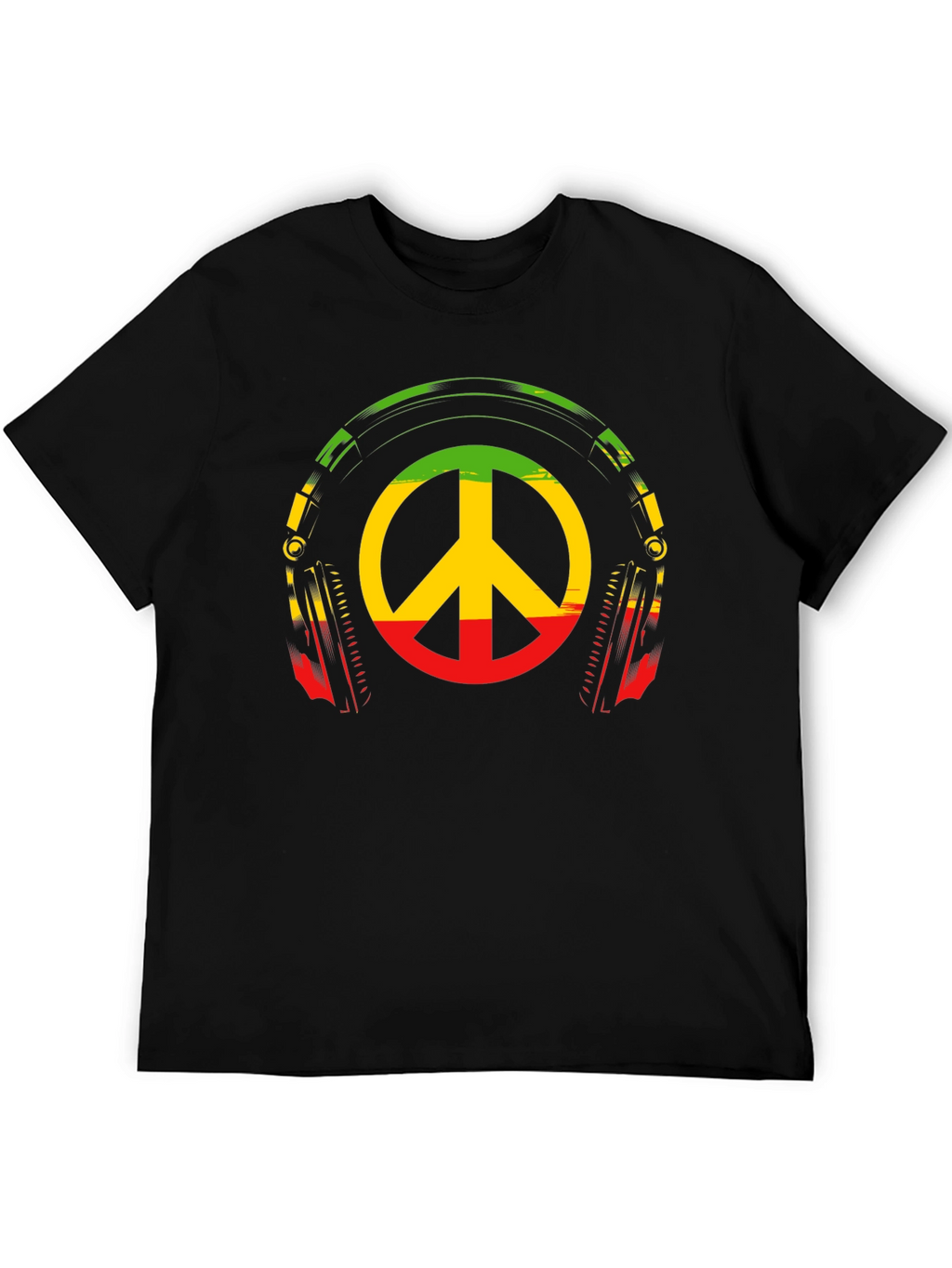 Rasta Peace Sign Headphones Graphic Tee