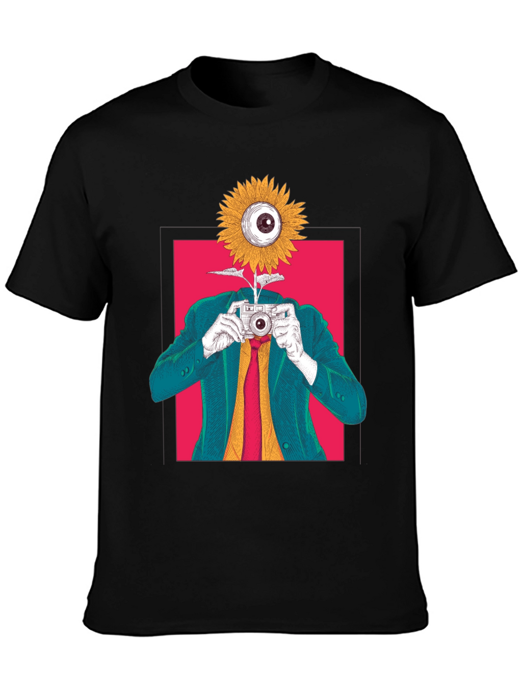 Surreal Sunflower Eye Camera Graphic Tee