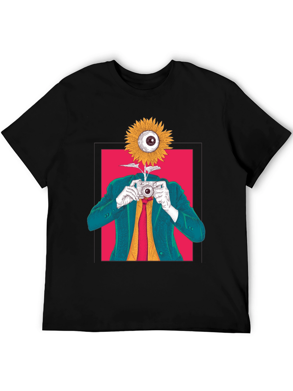 Surreal Sunflower Eye Camera Graphic Tee
