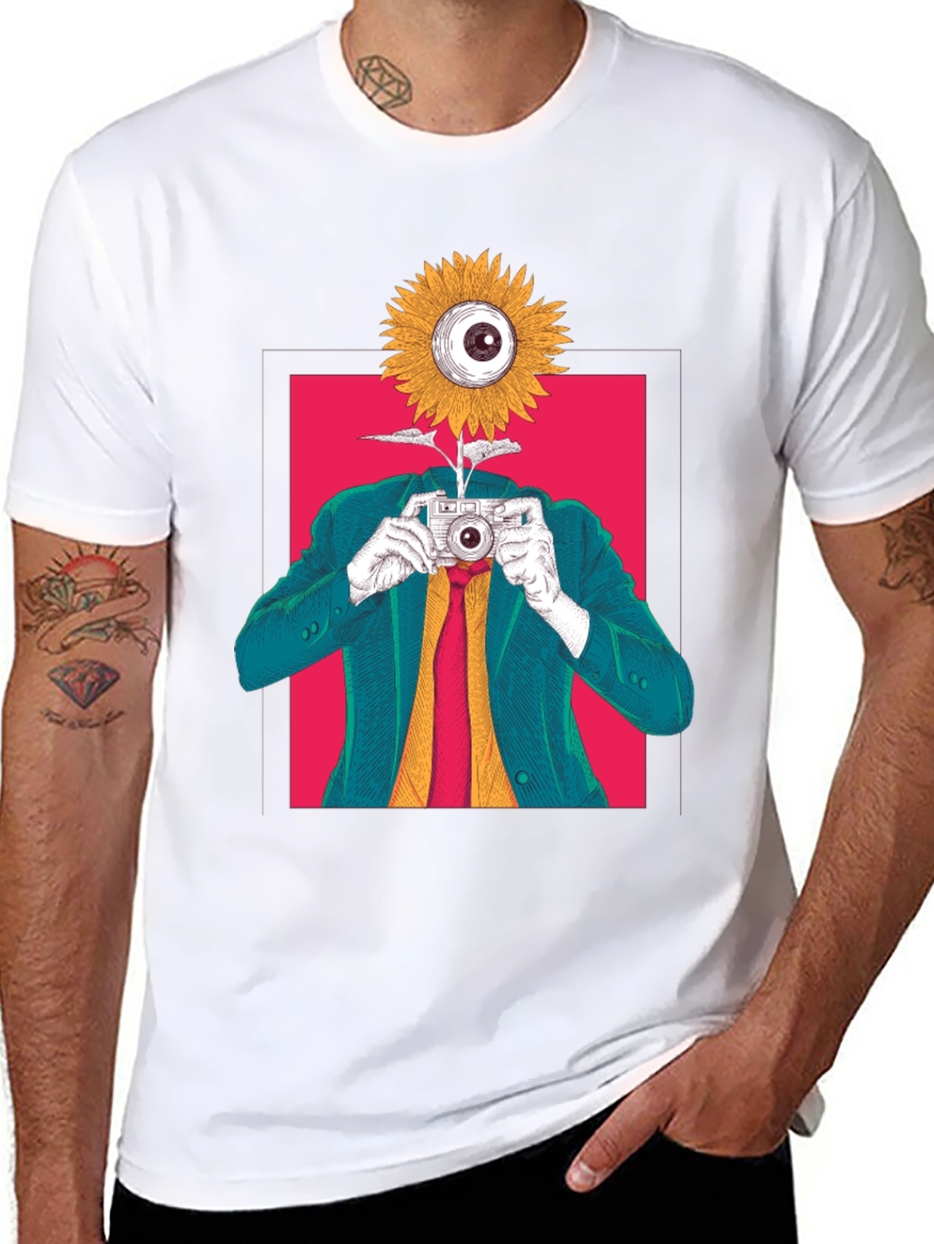 Surreal Sunflower Eye Camera Graphic Tee