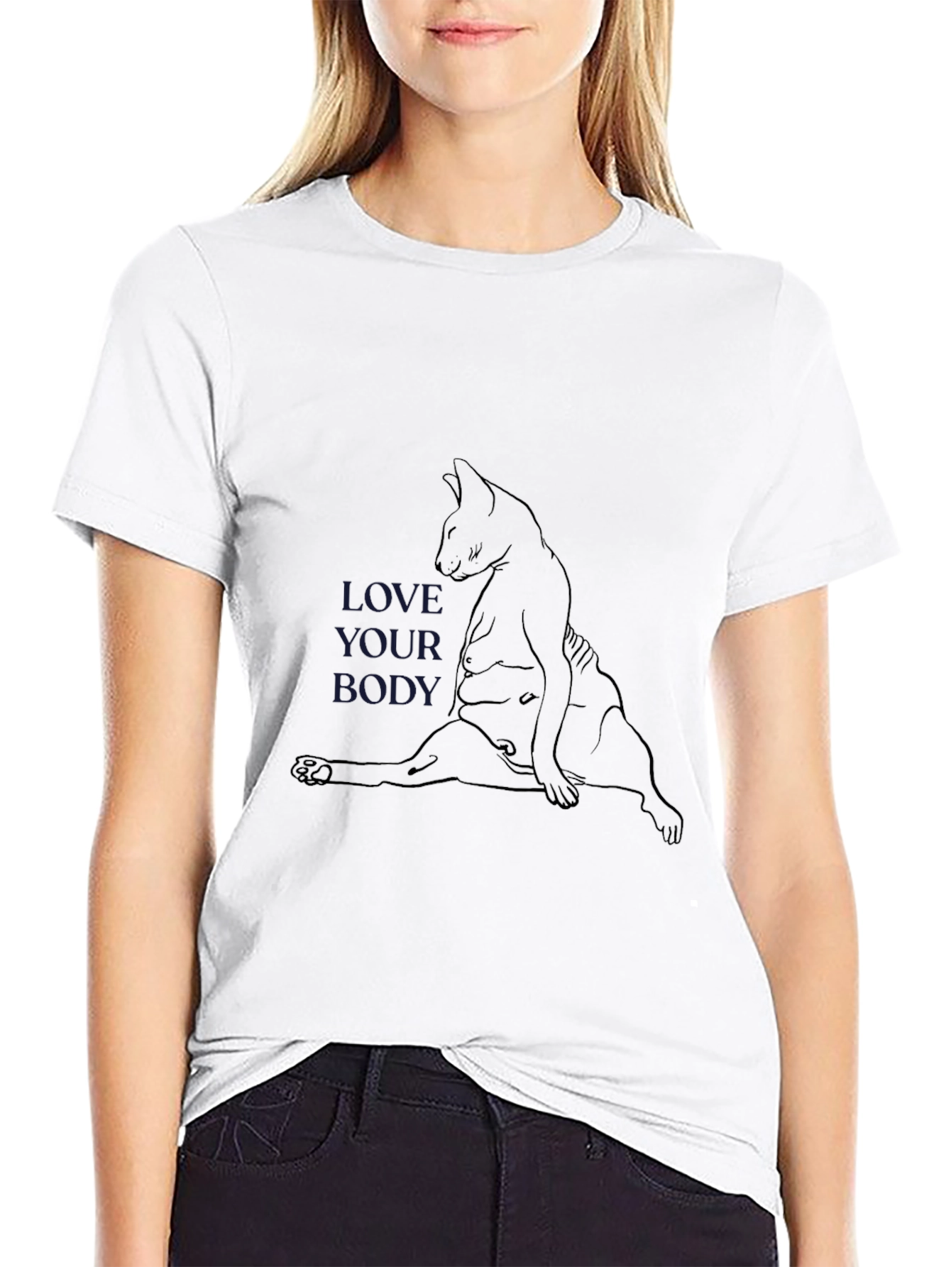 Love Your Body Cat Graphic Tee - Unisex Comfort Fit