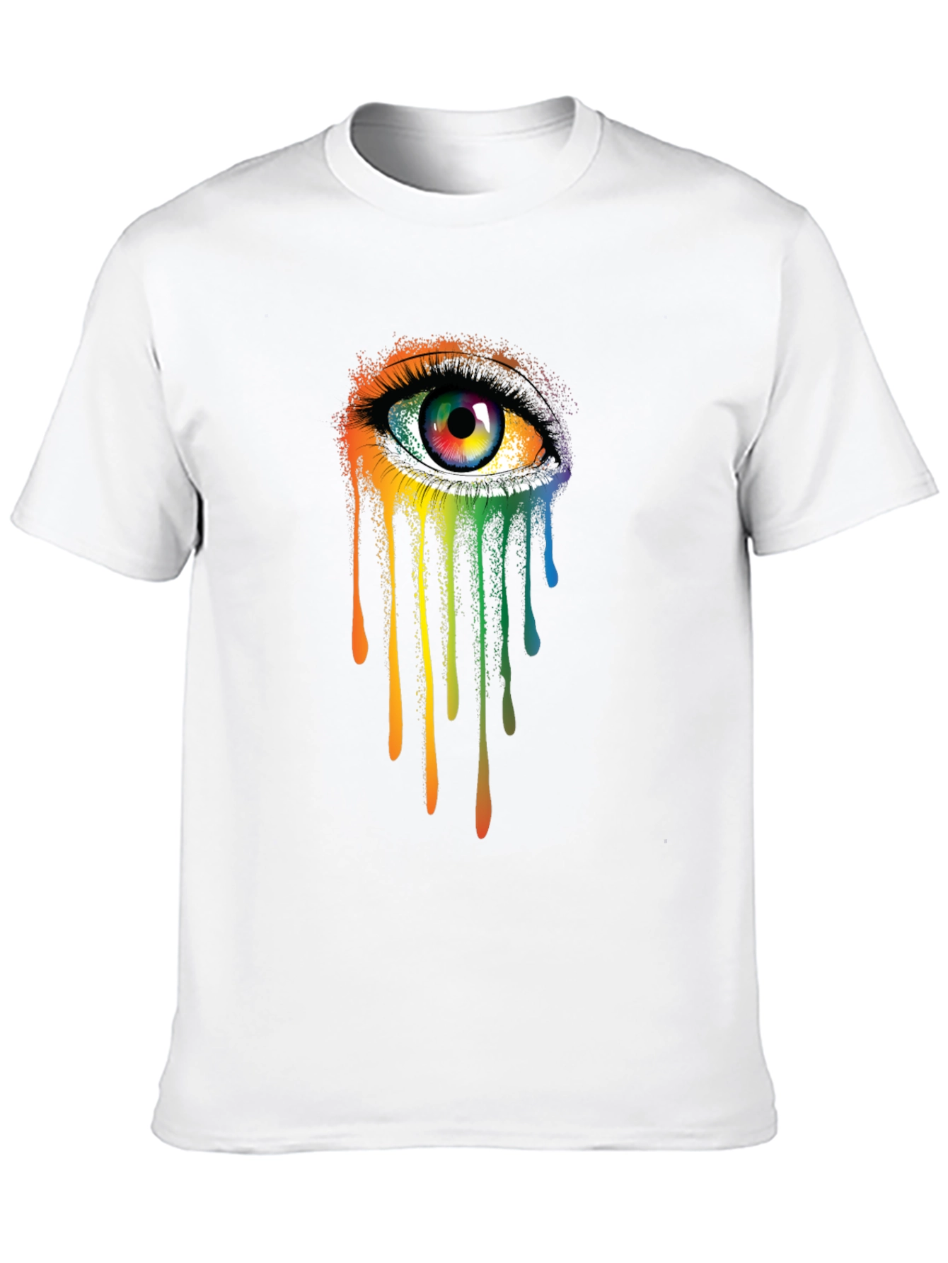 Rainbow Eye Graphic Tee - Artistic Mens Black T-Shirt