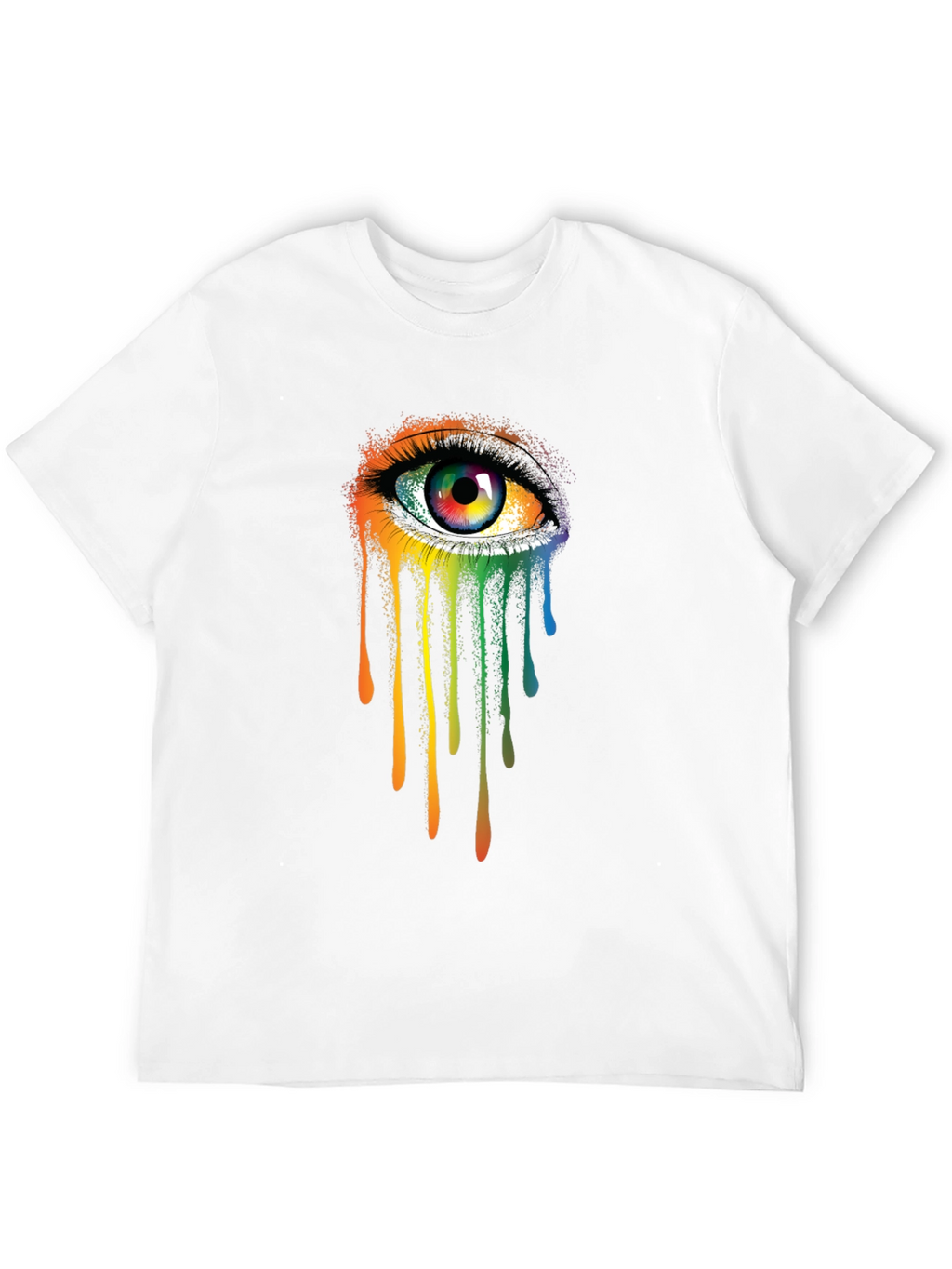 Rainbow Eye Graphic Tee - Artistic Mens Black T-Shirt