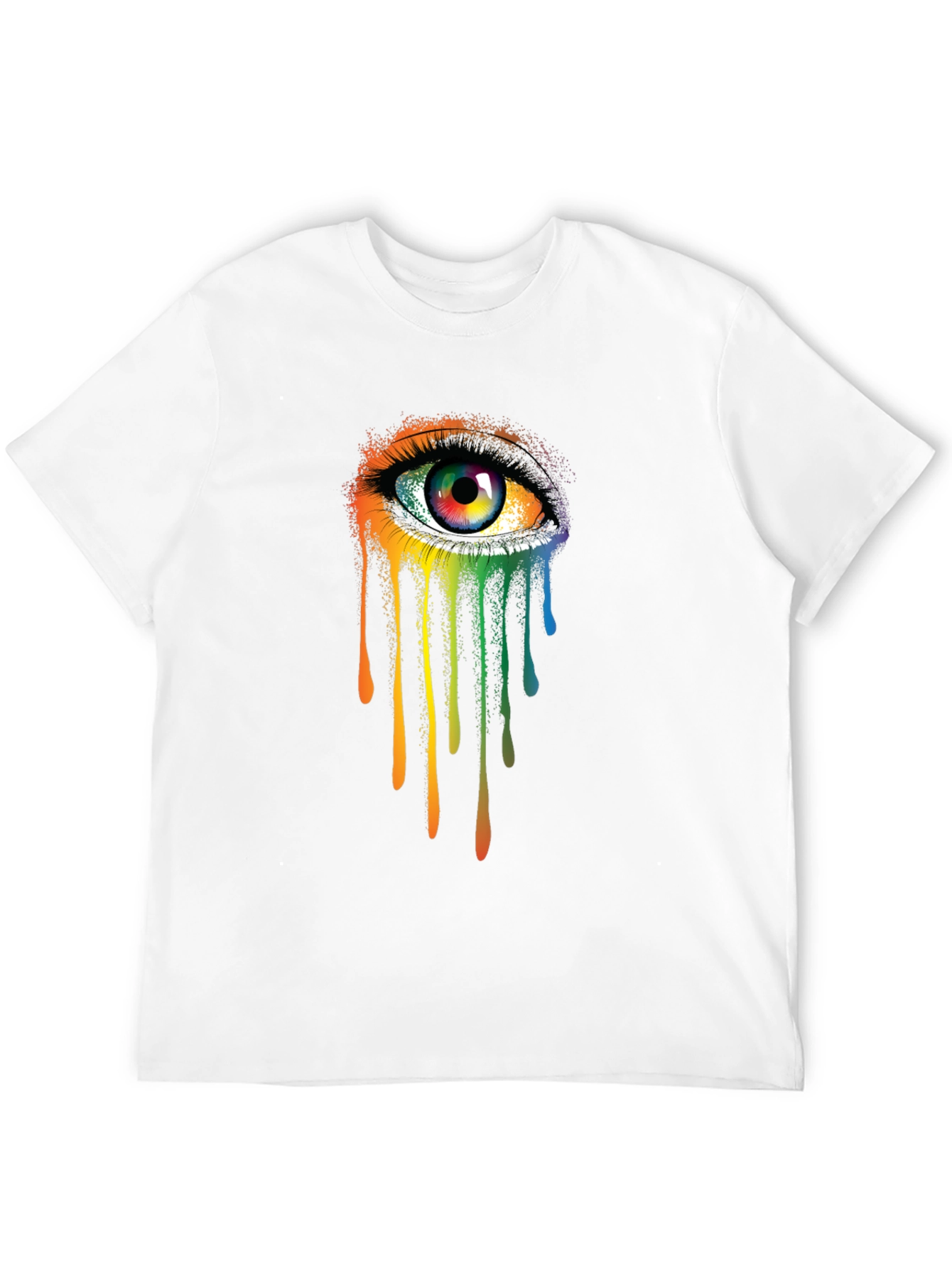 Rainbow Eye Graphic Tee - Artistic Mens Black T-Shirt