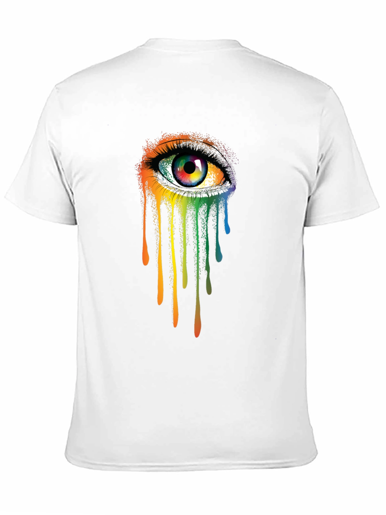 Rainbow Eye Graphic Tee - Artistic Mens Black T-Shirt
