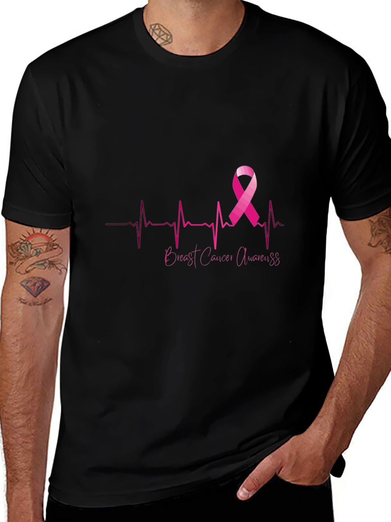 Breast Cancer Awareness Heartbeat Ribbon T-Shirt