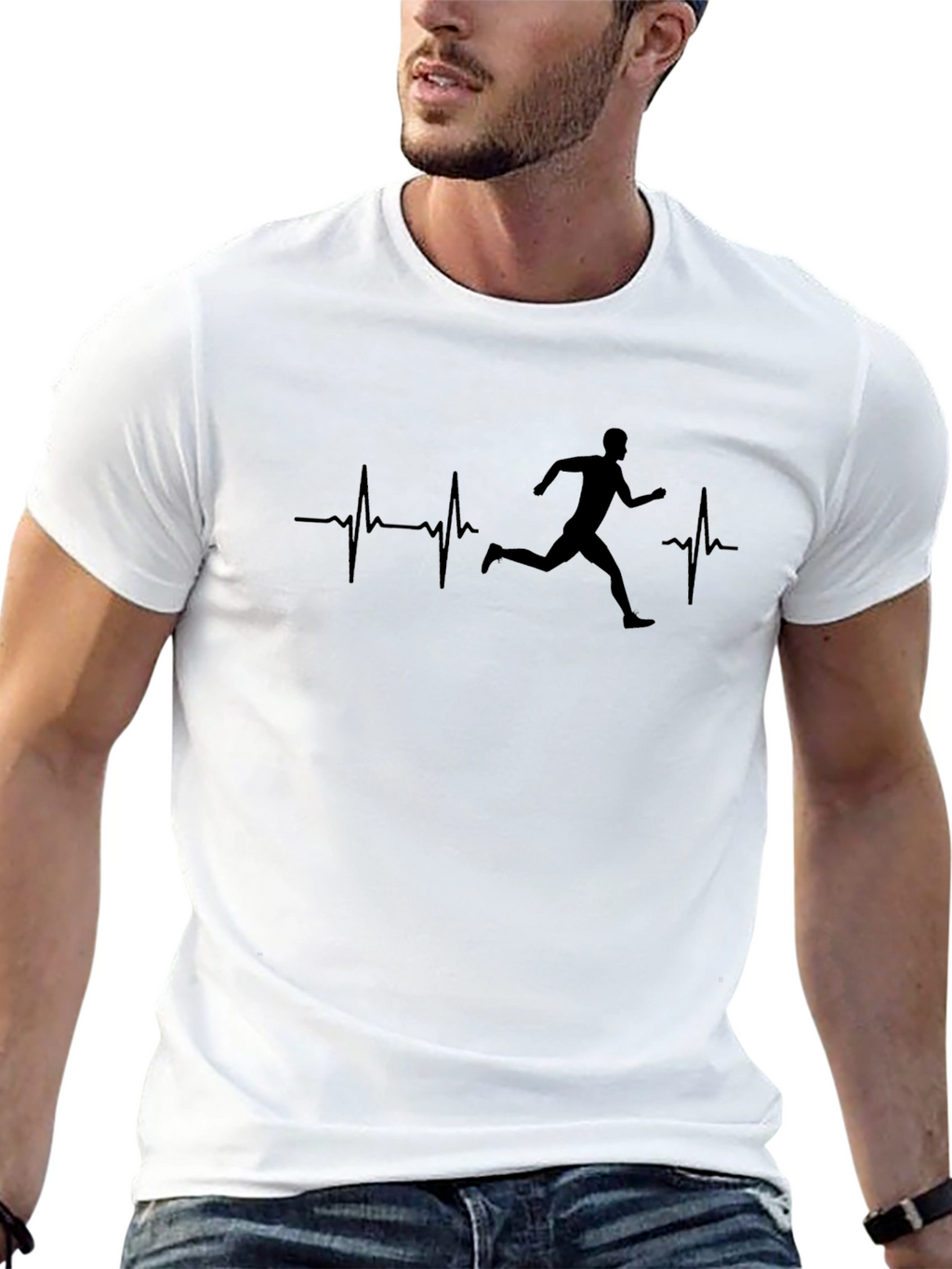 Runner Heartbeat Graphic Tee - Black