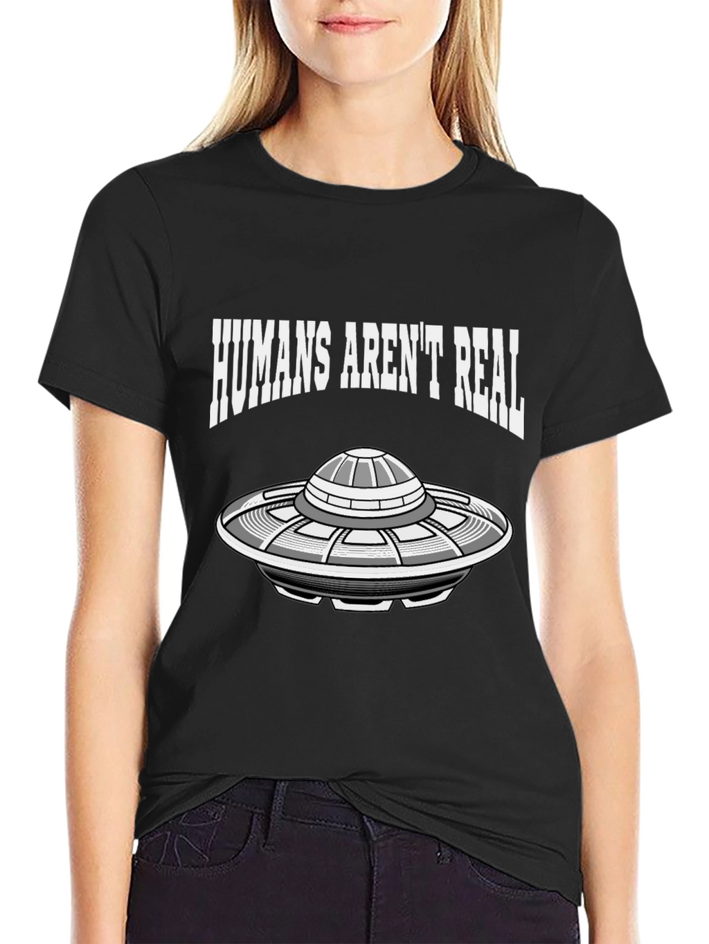 Humans Arent Real UFO Graphic Tee - Conspiracy T-Shirt