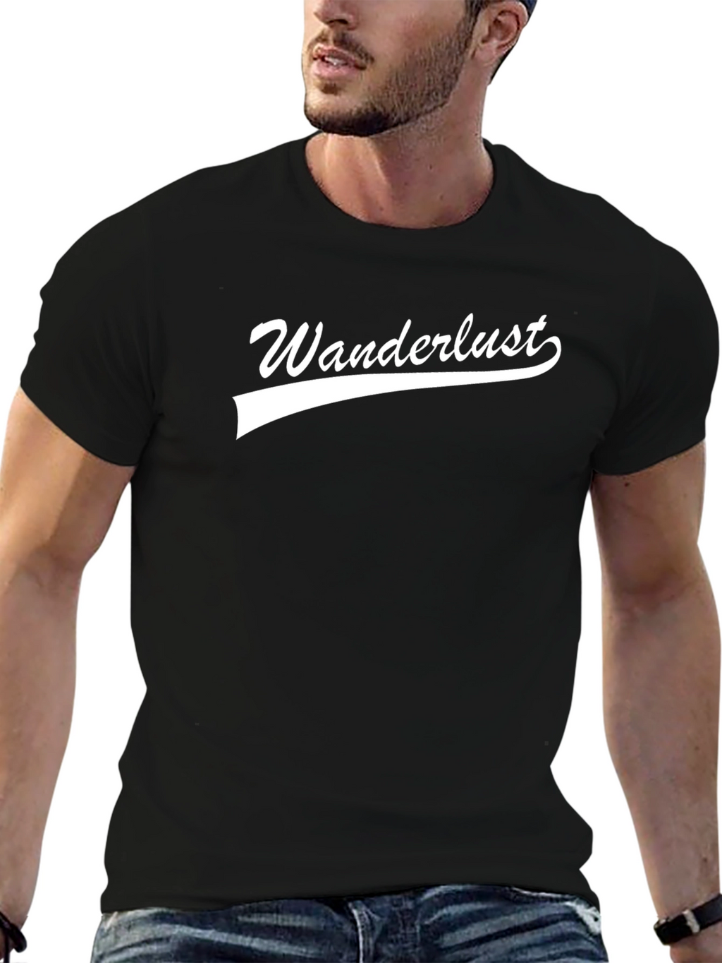 Wanderlust Graphic Tee - Black Cotton T-Shirt