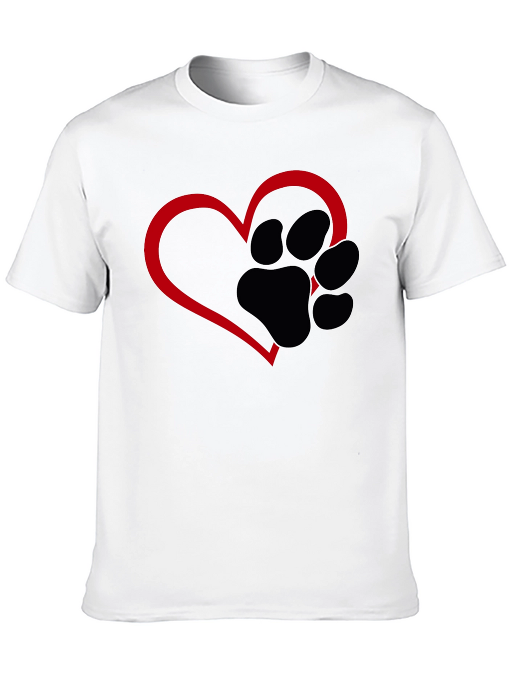Paw Print Heart T-Shirt - Black
