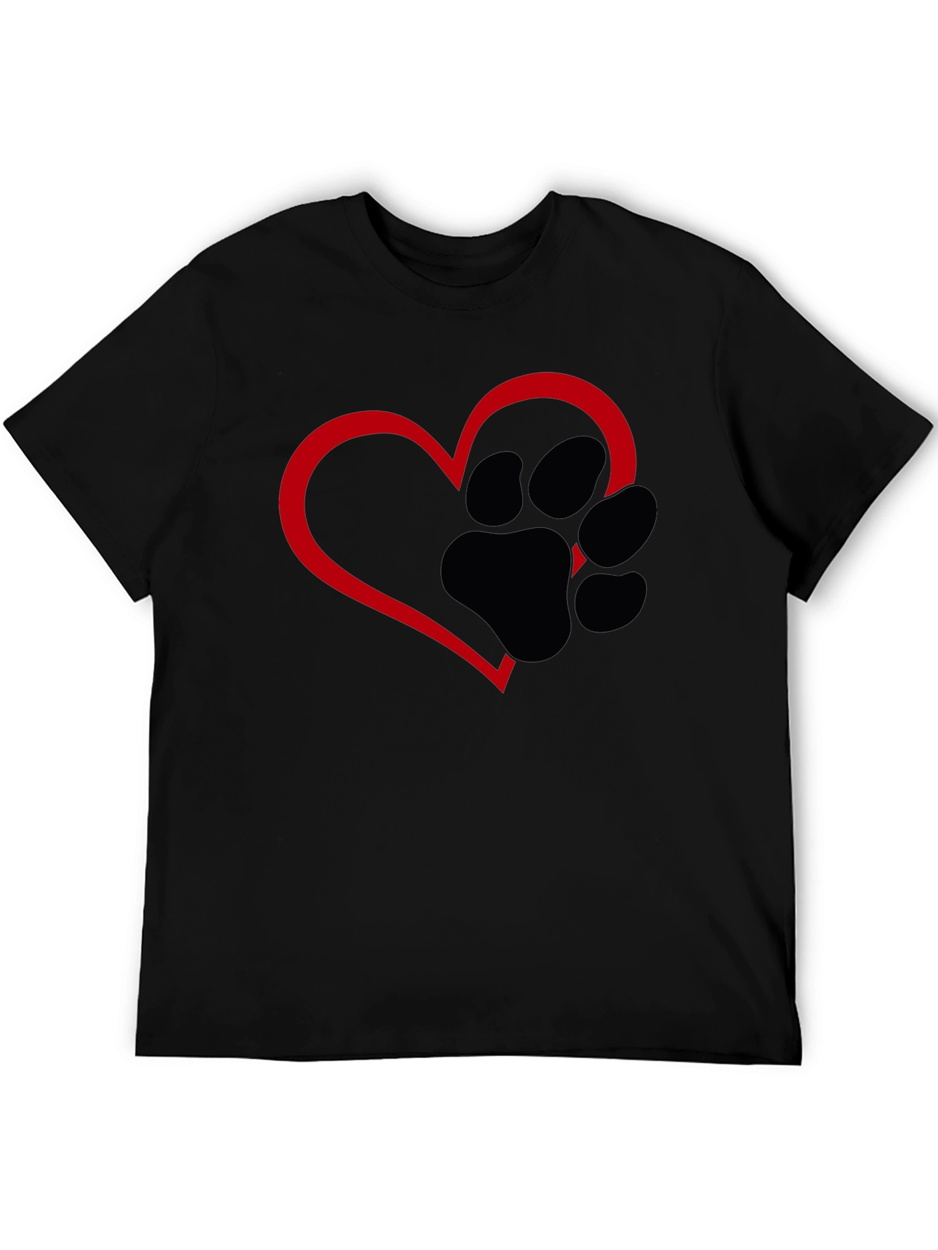 Paw Print Heart T-Shirt - Black