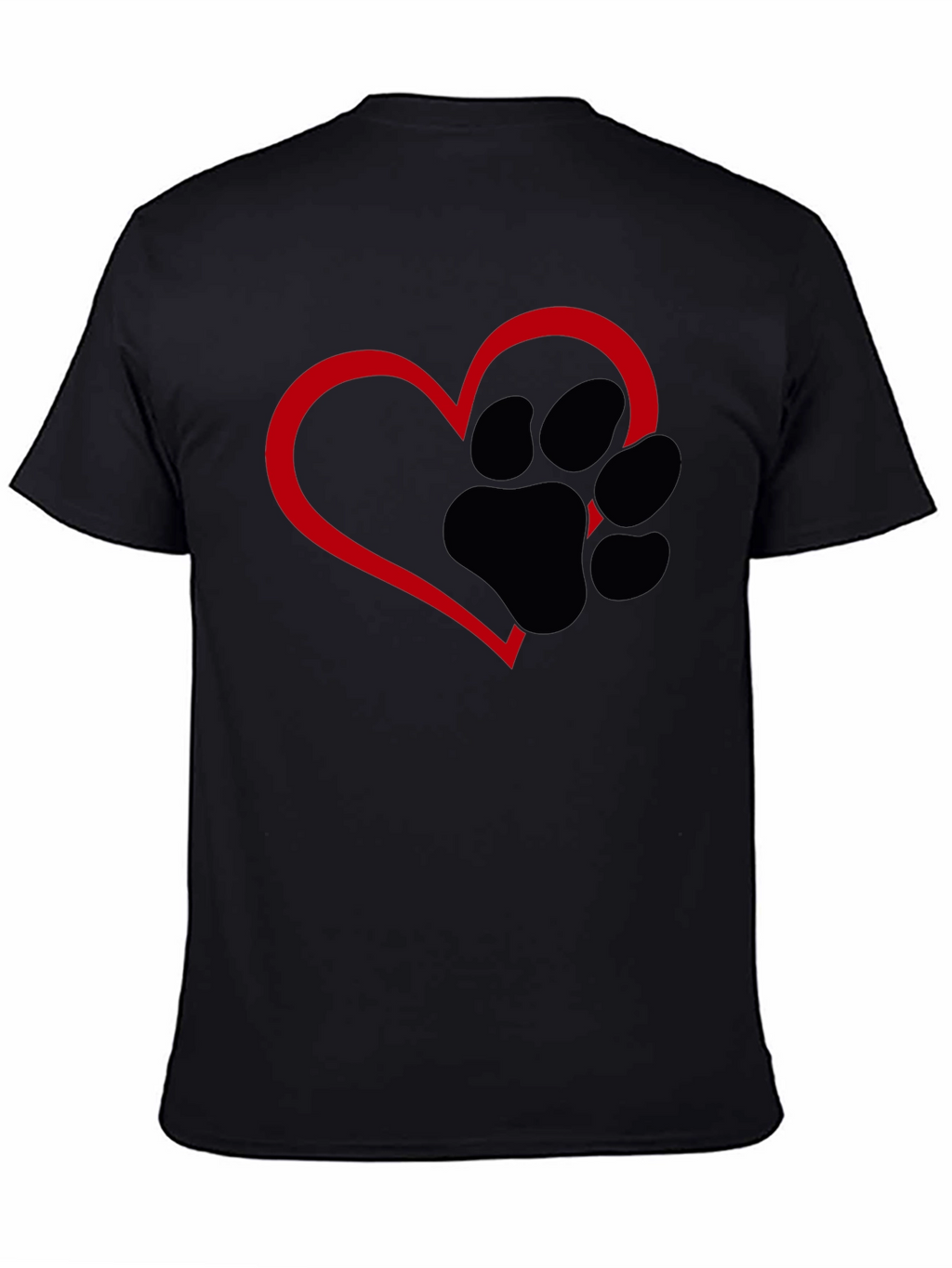 Paw Print Heart T-Shirt - Black