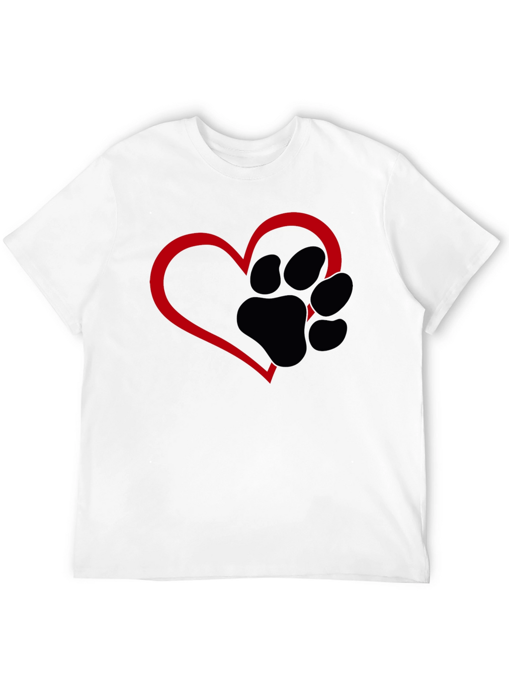 Paw Print Heart T-Shirt - Black