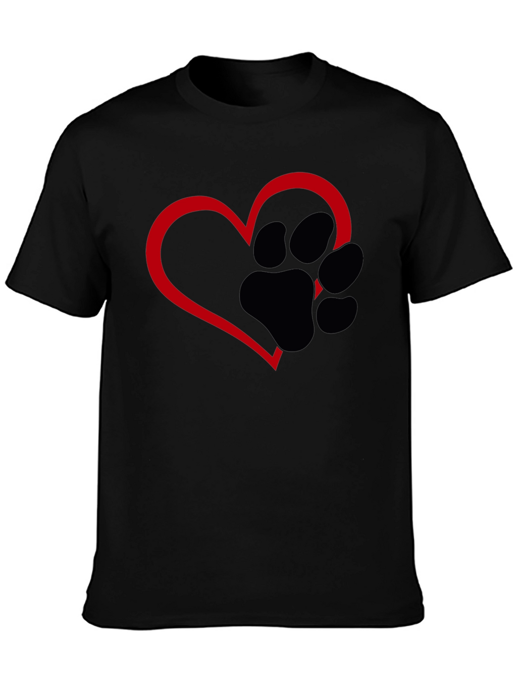 Paw Print Heart T-Shirt - Black