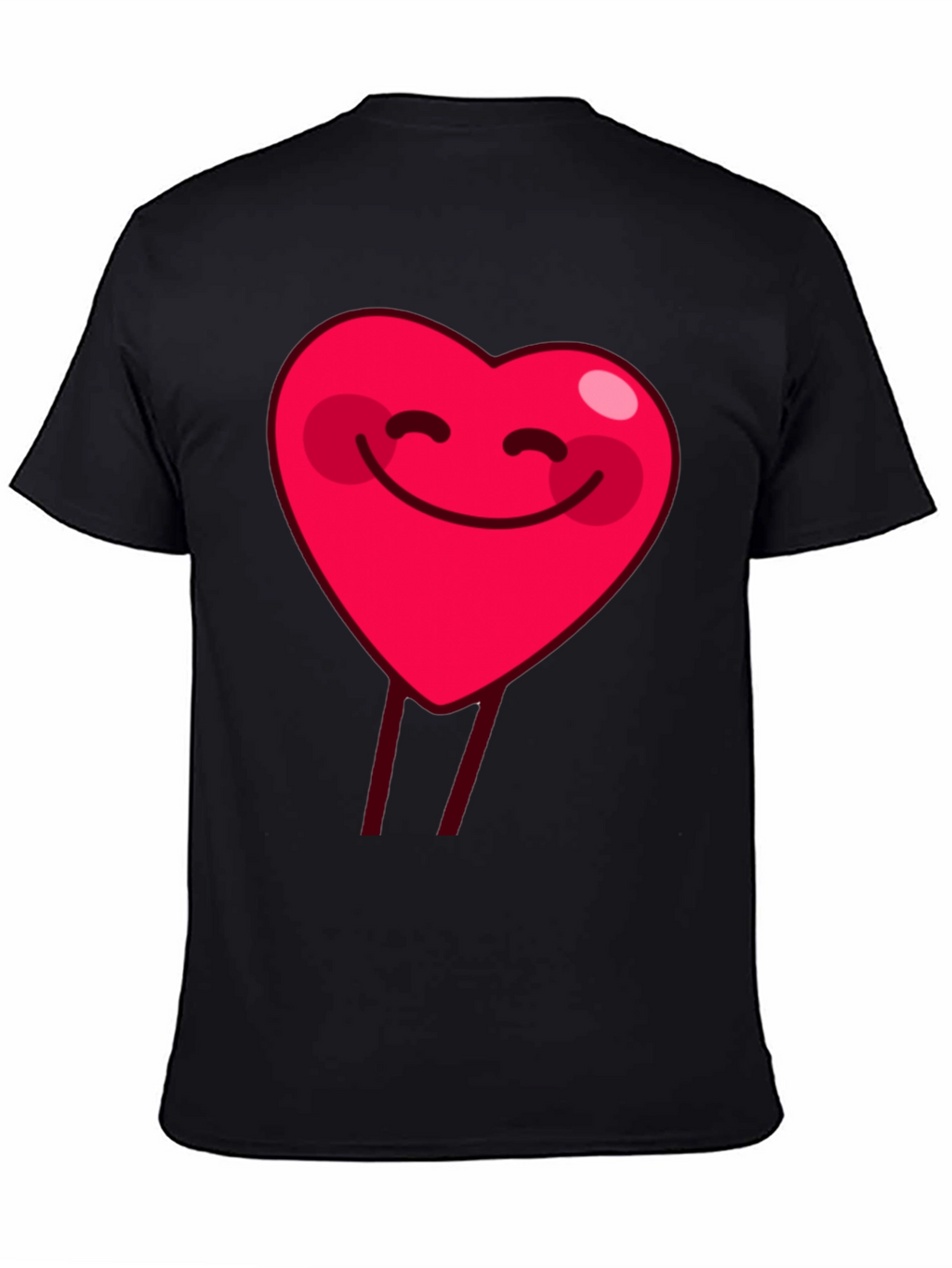 Smiling Heart Graphic Tee - Black Cotton Casual Shirt