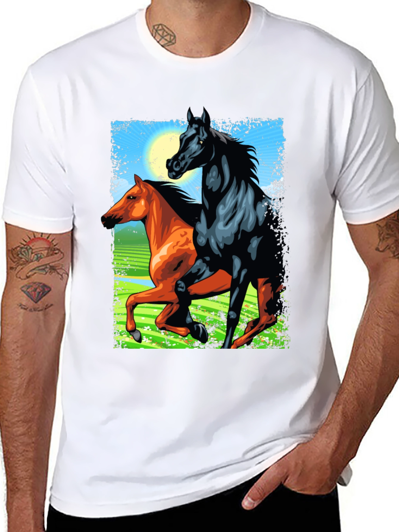 Horse Design Black T-Shirt