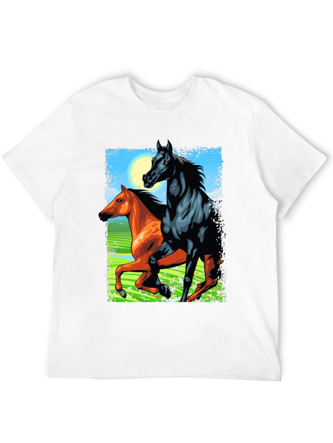 Horse Design Black T-Shirt