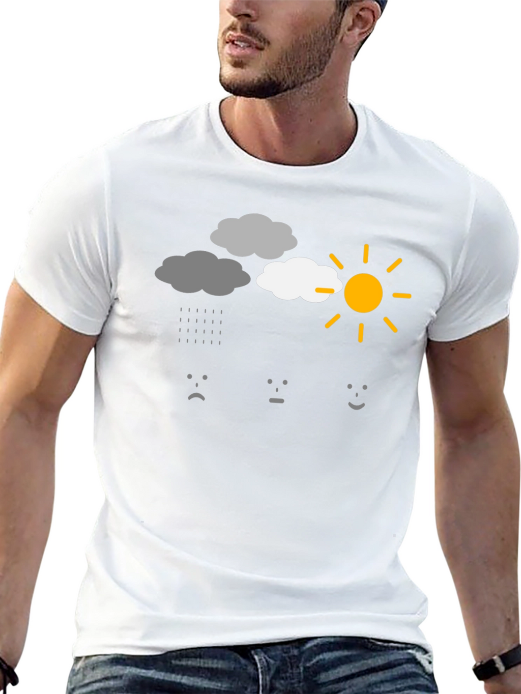 Weather Mood Graphic T-Shirt - Black Cotton Tee