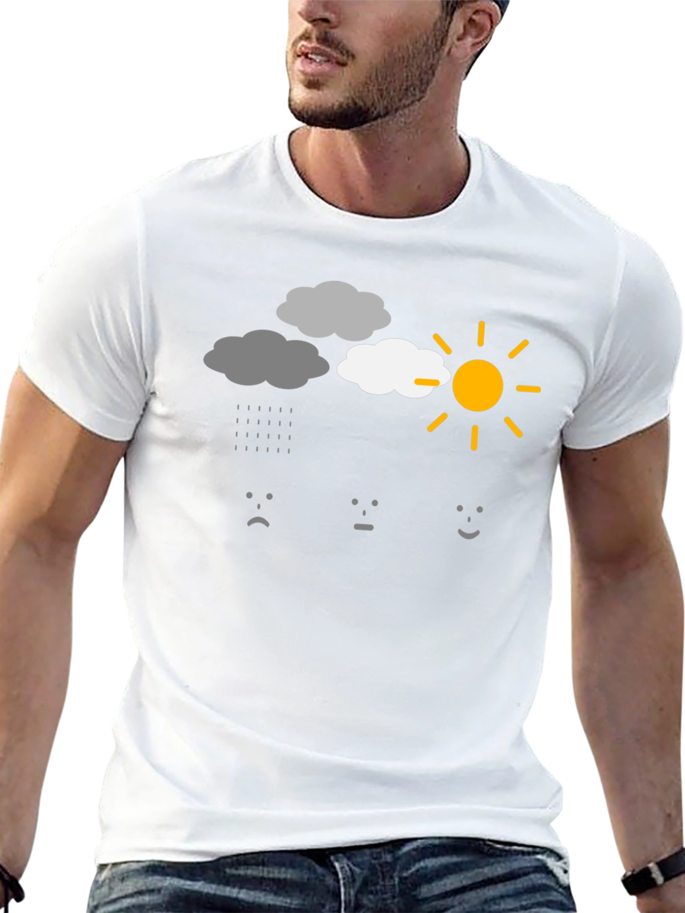 Weather Mood Graphic T-Shirt - Black Cotton Tee
