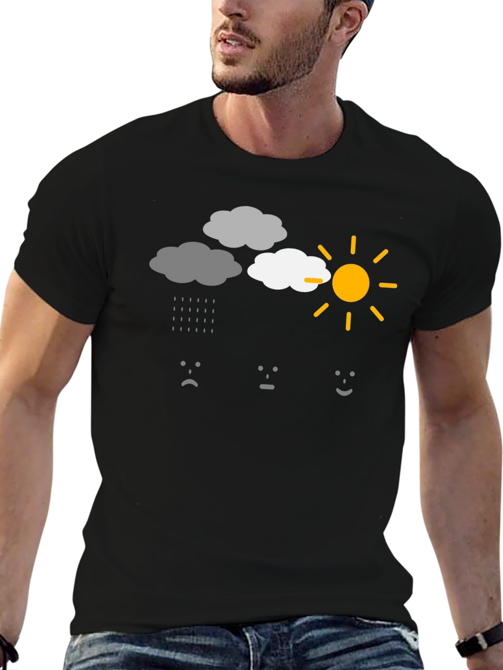 Weather Mood Graphic T-Shirt - Black Cotton Tee