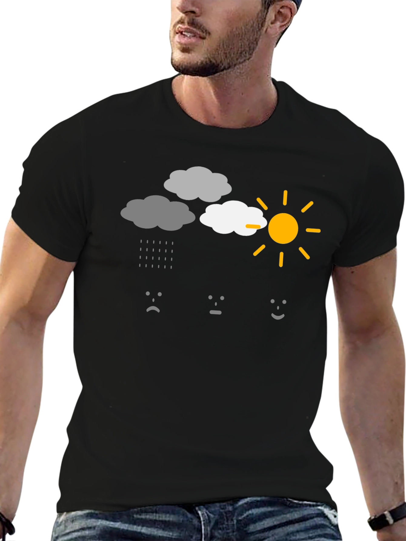 Weather Mood Graphic T-Shirt - Black Cotton Tee