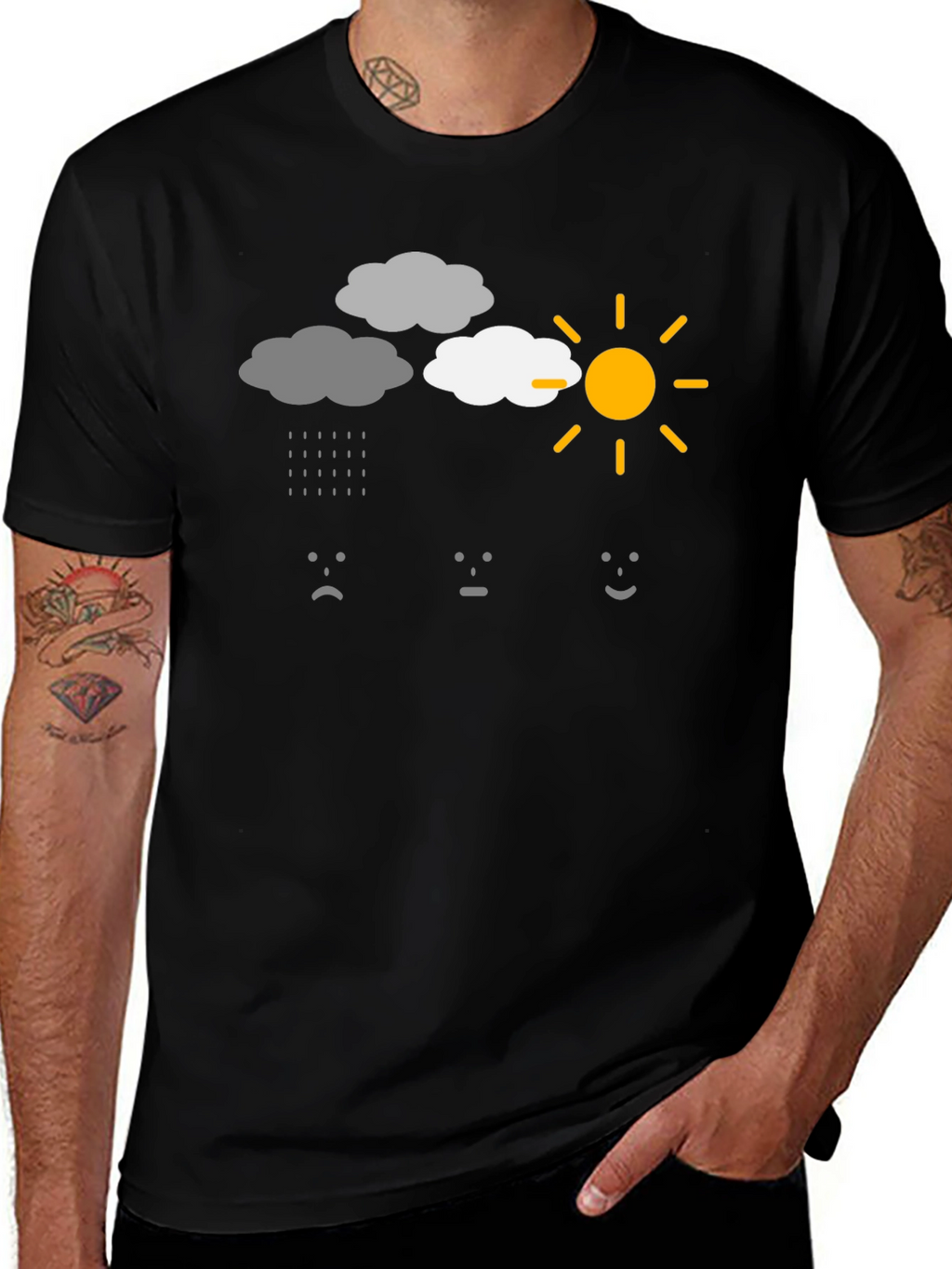 Weather Mood Graphic T-Shirt - Black Cotton Tee