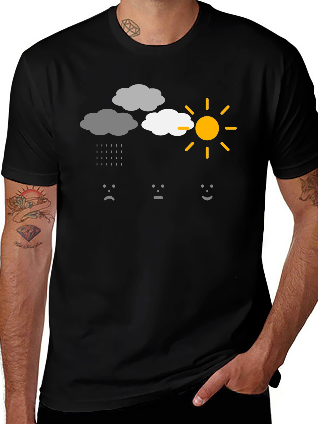 Weather Mood Graphic T-Shirt - Black Cotton Tee