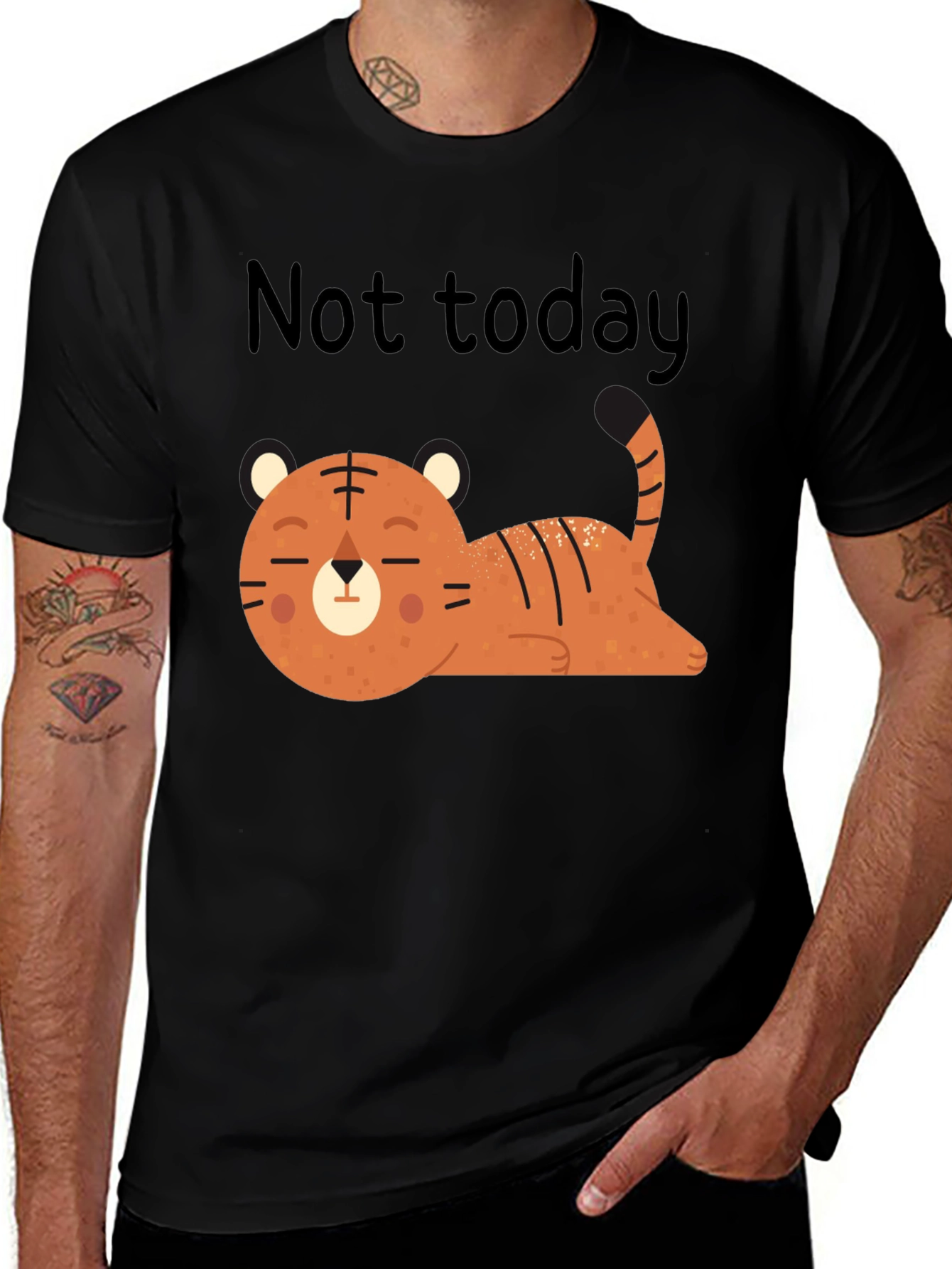 Not Today Lazy Tiger Graphic Tee - Relaxed Fit