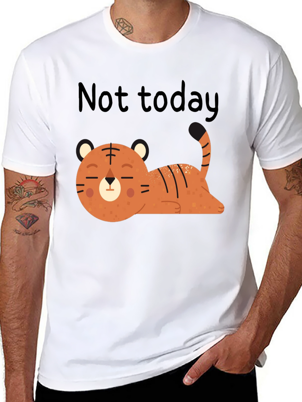 Not Today Lazy Tiger Graphic Tee - Relaxed Fit